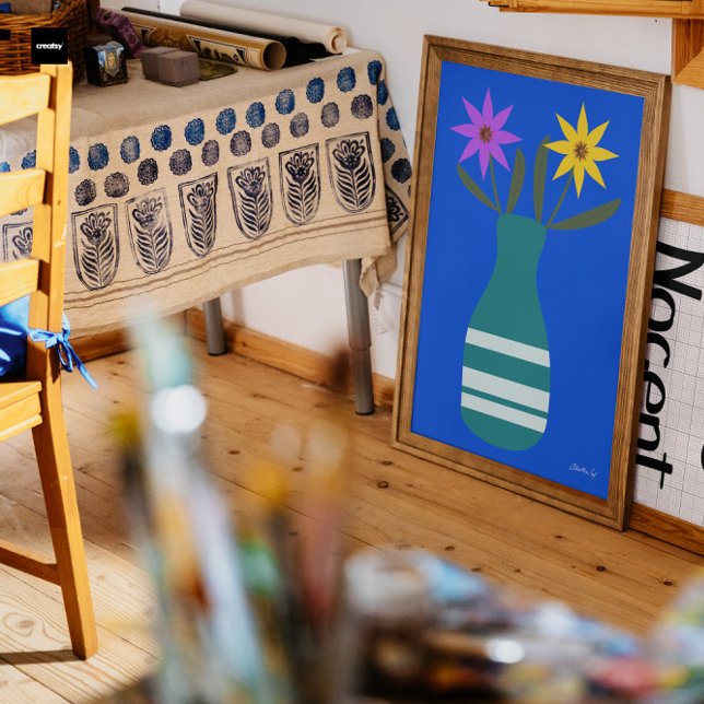 Poster Illustration vectorielle d'un vase avec deux fleur (Créateur téléchargé)