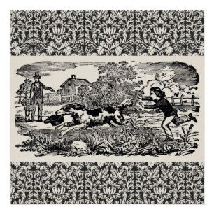 Poster Illustration victorienne d'art antique d'animal de