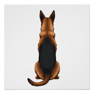 Poster Illustration vintage de chien de berger allemand v