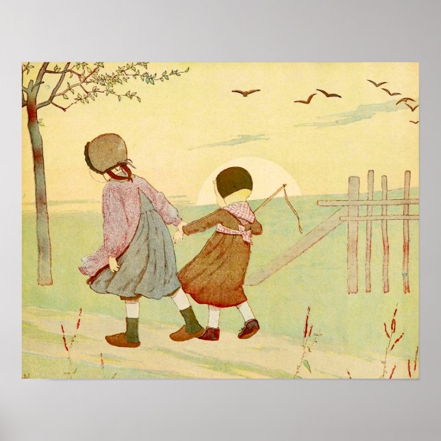 Poster Illustration Vintage en français "Enfants" (Devant)