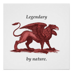 Poster Illustration vintage griffin, légendaire par natur