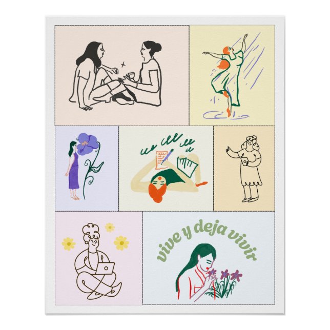 Poster ilustrado vida libre bienestar calma (Devant)