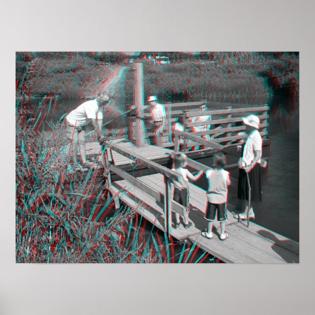 Poster Image 3D. Hampton Lode Ferry, Shropshire, Angleter (Devant)