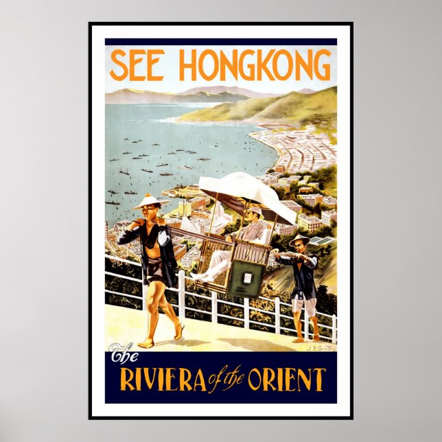 Poster Image de voyage rétro vintage Hong Kong (Devant)