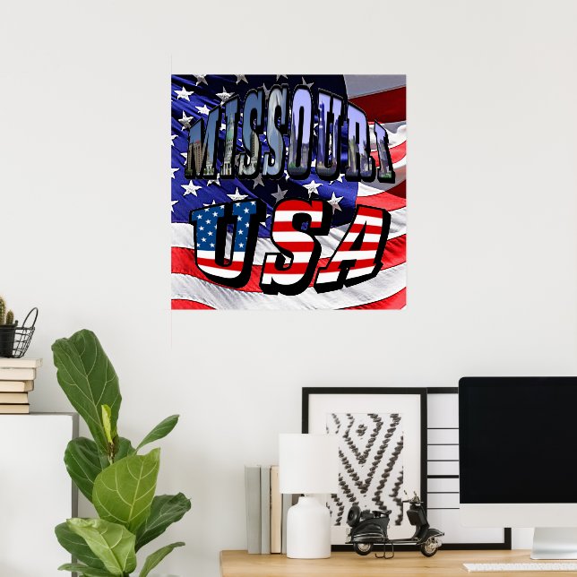 Poster Image du Missouri et texte USA (Bureau à domicile)