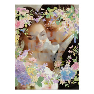 Poster Image personnalisée de la bordure Mariage florale