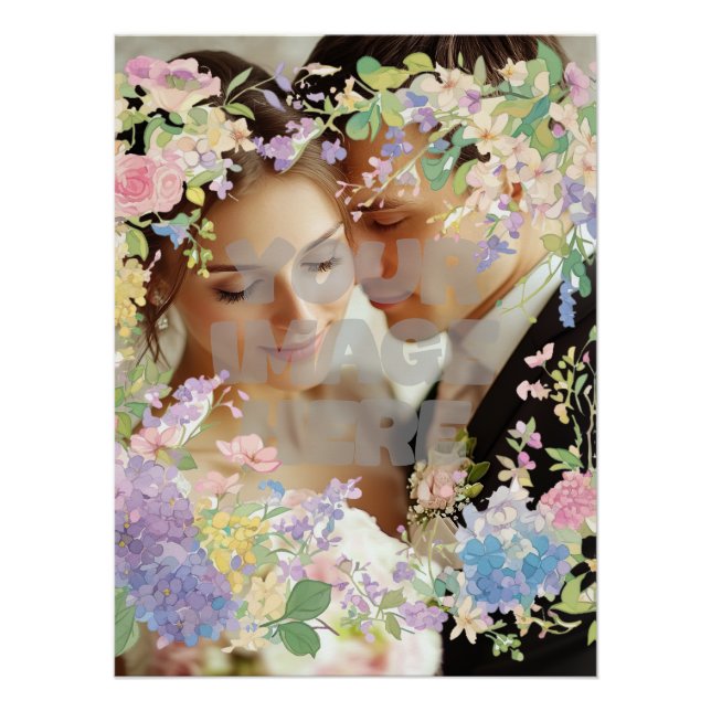 Poster Image personnalisée de la bordure Mariage florale (Devant)