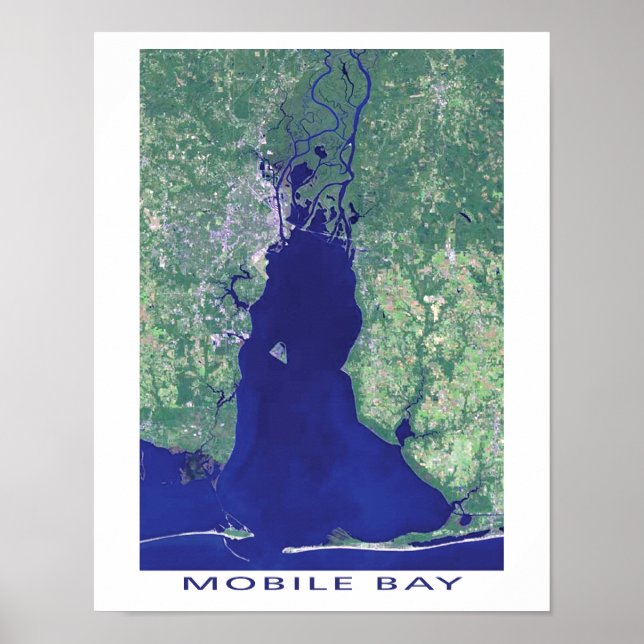 Poster Image satellite Mobile Bay Alabama (Devant)
