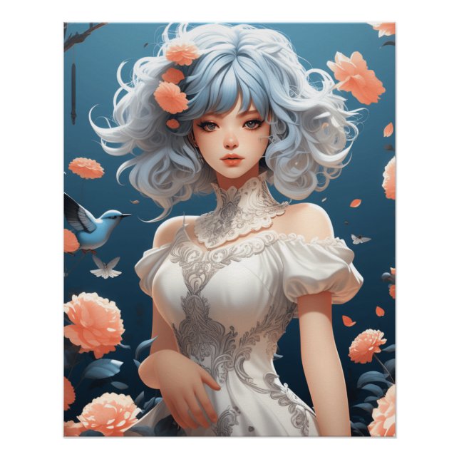 Poster Imaginaire AI Art Anime Dreams : Petite robe noire (Devant)