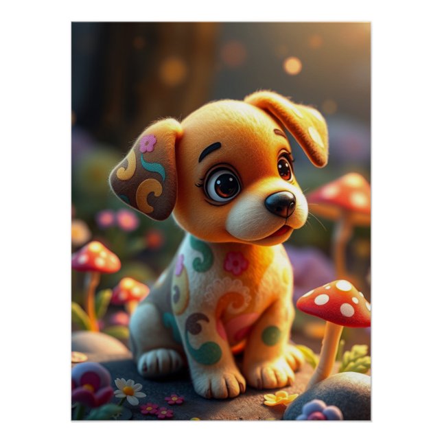 Poster Imaginaire art chiot mignon (Devant)