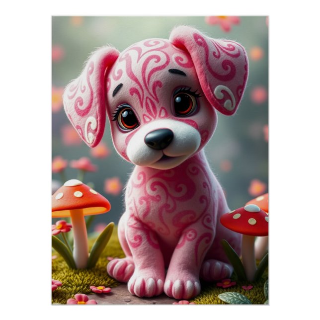Poster Imaginaire art chiot mignon (Devant)
