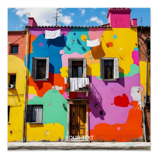 Poster Imaginaire Beau Bâtiment Coloré (Devant)