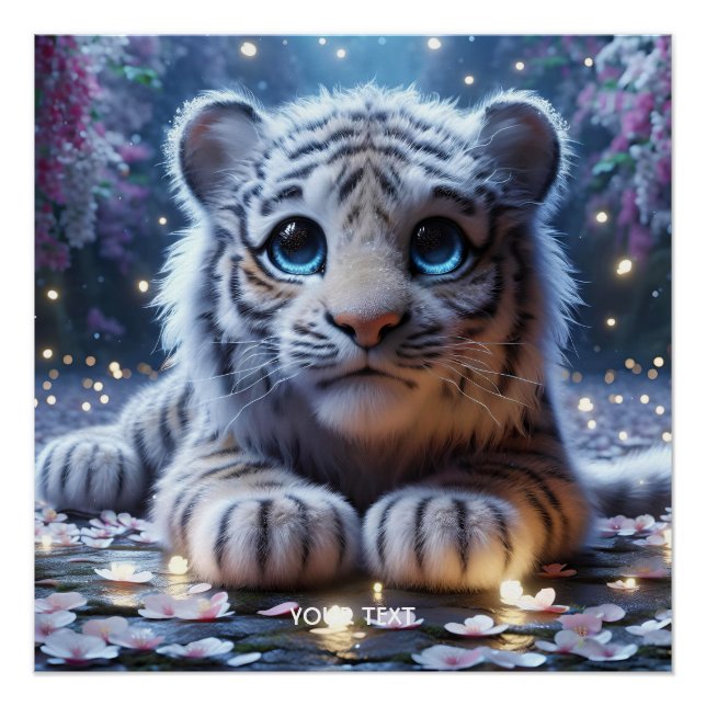 Poster Imaginaire Bébé blanc Tigre mou (Devant)