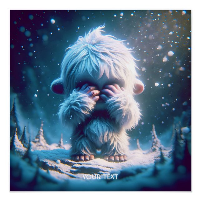 Poster Imaginaire Bébé mignon Yeti hiver (Devant)