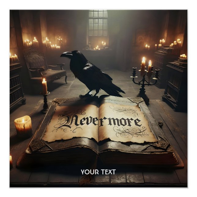 Poster Imaginaire Corbeau livre bougies (Devant)
