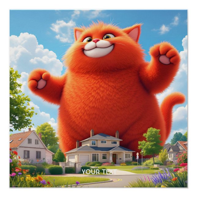 Poster Imaginaire Cute Big Orange Chat (Devant)
