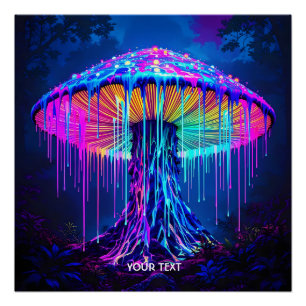 Poster Imaginaire Cute Champignons Forêt Surréelle