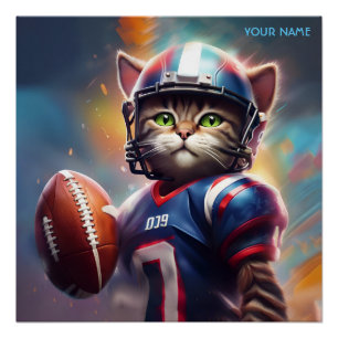 Poster Imaginaire Cute Chat Football Uniforme
