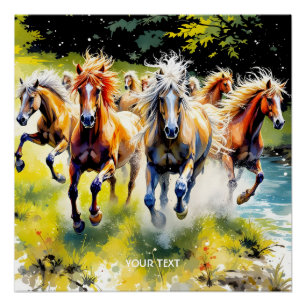 Poster Imaginaire Cute Herd Chevaux Sauvages