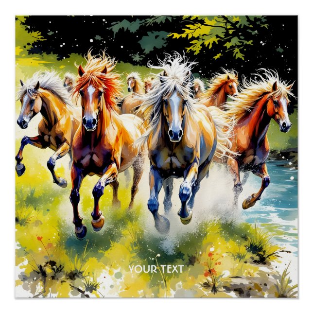 Poster Imaginaire Cute Herd Chevaux Sauvages (Devant)