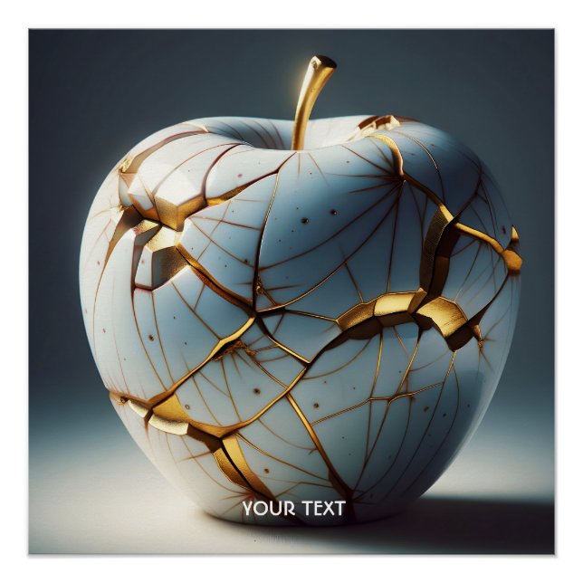 Poster Imaginaire Cute Kintsugi Porcelain Pomme (Devant)