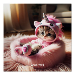 Poster Imaginaire Cute Kitten Unicorn Lit
