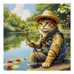 Poster Imaginaire Cute Lake Chat Fishing