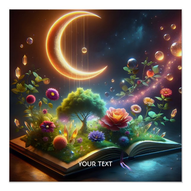 Poster Imaginaire Cute Moon Garden Book (Devant)