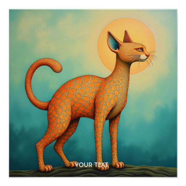 Poster Imaginaire Cute Orange Chat Abstrait (Devant)