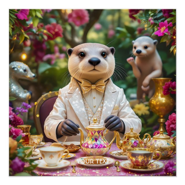 Poster Imaginaire Cute Otter Tea Party (Devant)