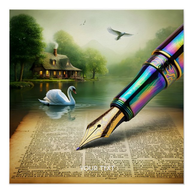 Poster Imaginaire Cute Pen Lake Swan (Devant)
