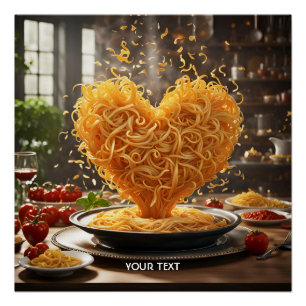 Poster Imaginaire Cute Spaghetti Plaque de coeur