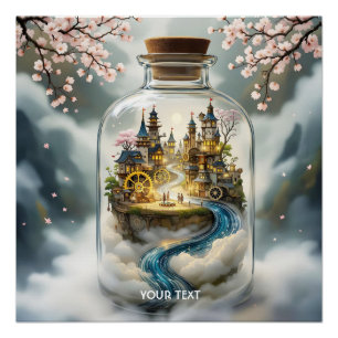 Poster Imaginaire Cute Steampunk Bottle Ville
