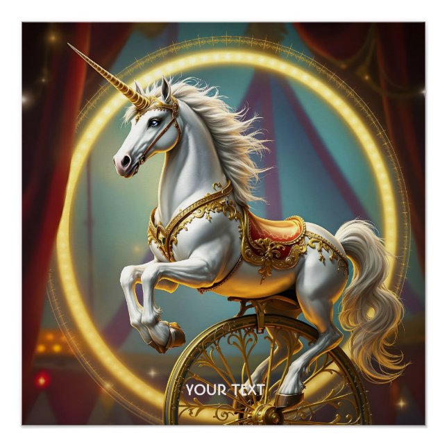 Poster Imaginaire Cute Unicorn Wheel Circus (Devant)