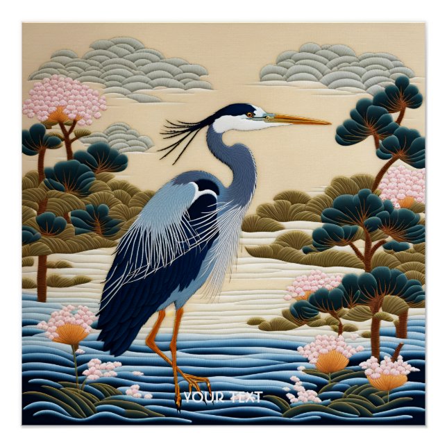Poster Imaginaire Cute Vivid japonais Heron Blue (Devant)