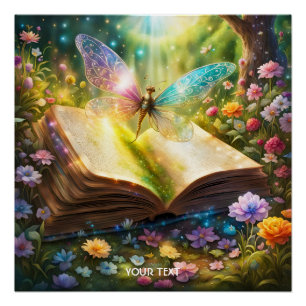 Poster Imaginaire Cute Vivid Papillon Livre Forêt