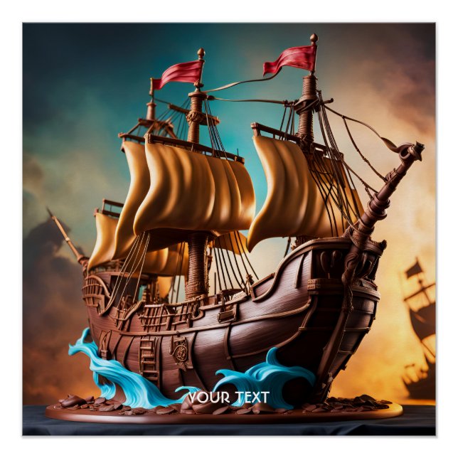Poster Imaginaire Cute Vivid Pirate Ship Cake (Devant)