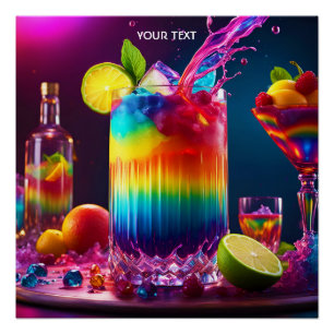 Poster Imaginaire Cute Vivid Rainbow Cocktail Fruits