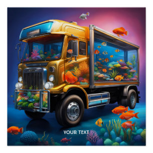 Poster Imaginaire Cute Vivid Truck Aquarium Poisson