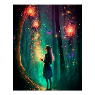 Poster Imaginaire de forêt enchantée fée magique Pixie Po
