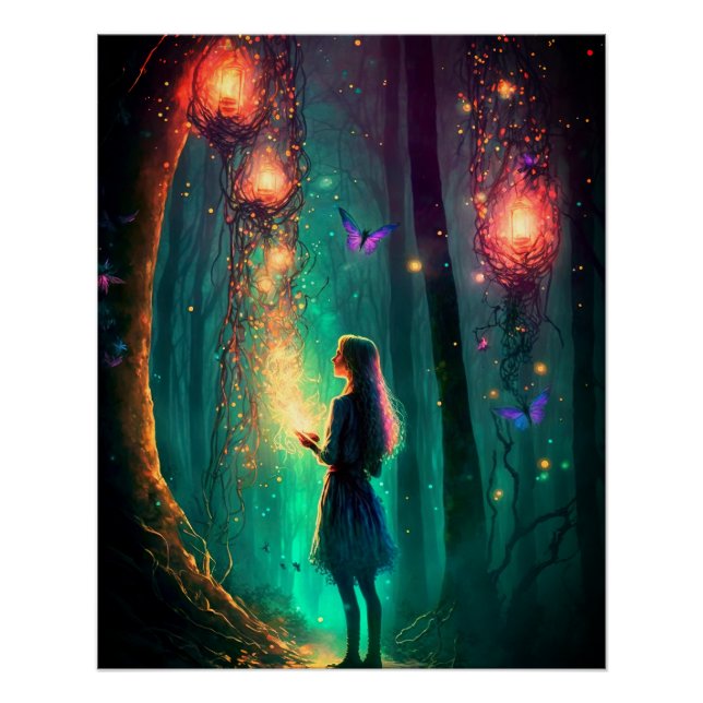 Poster Imaginaire de forêt enchantée fée magique Pixie Po (Devant)