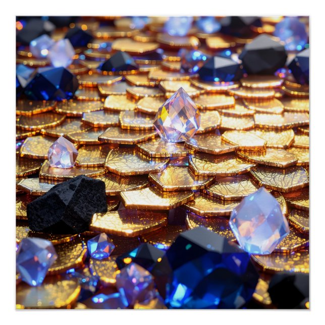 Poster Imaginaire de luxe Gemstone Abstrait (Devant)