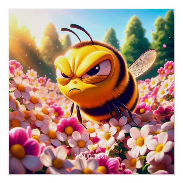 Poster Imaginaire Fleurs d'abeilles mignonnes soleil (Devant)
