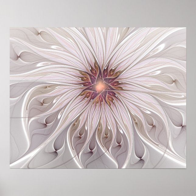 Poster Imaginaire Floral, Abstraite Fleur Pastel Moderne (Devant)