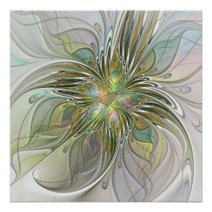 Poster Imaginaire Floral Fleur Art Fractal Moderne Avec O