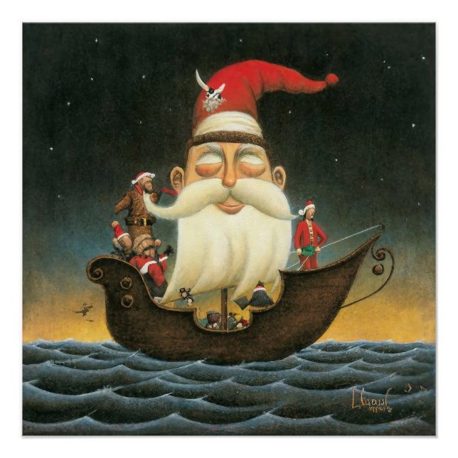 Poster Imaginaire foncé Père Noël Pirate Canvas Art (Devant)