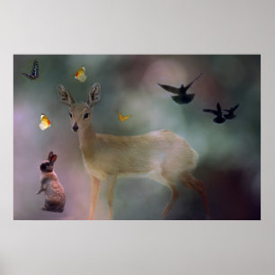 Poster Imaginaire forestier des animaux bébés