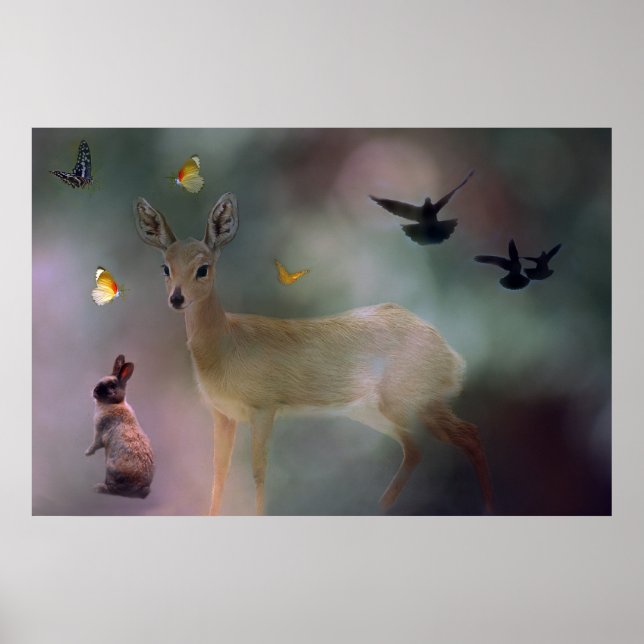 Poster Imaginaire forestier des animaux bébés (Devant)