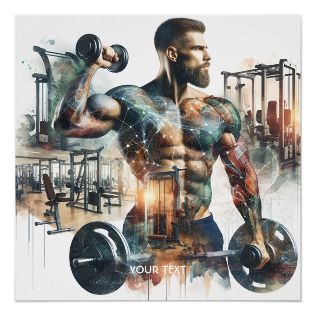 Poster Imaginaire Gymnase Gym Athlete Poids (Devant)