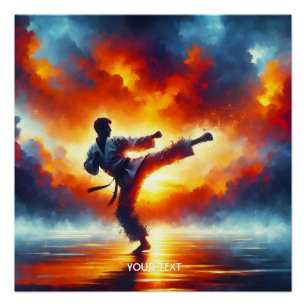 Poster Imaginaire joli Sunset Karate Fighter